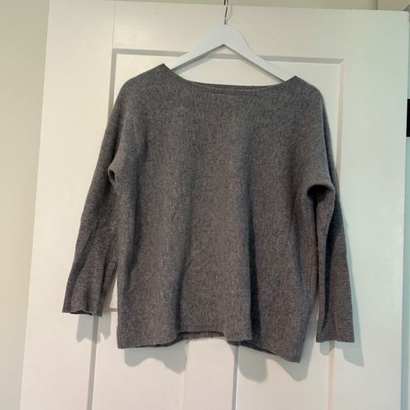 GARNET HILL GRAY WOMEN'S BOAT NECK 3/4 SLEEVE CASHMERE SWEATER SMALL S - Picture 7 of 8